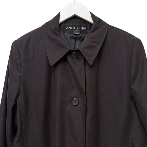 Anne Klein Black Coat Size 14 Womens Vintage Trench Light Jacket - Picture 4 of 13
